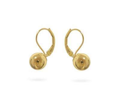 9ct Yellow Gold 8mm Ball Leverback Earrings